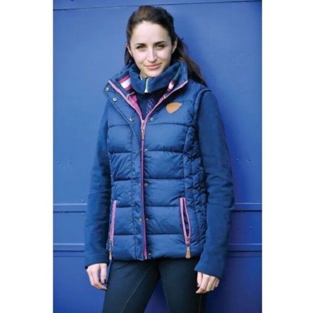 Horseware Ireland Newmarket Collection Puffer Vest Womens S Navy Pink Equestrian